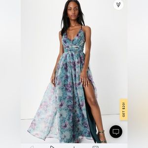 Lulus teal floral organza dress, NWT size M